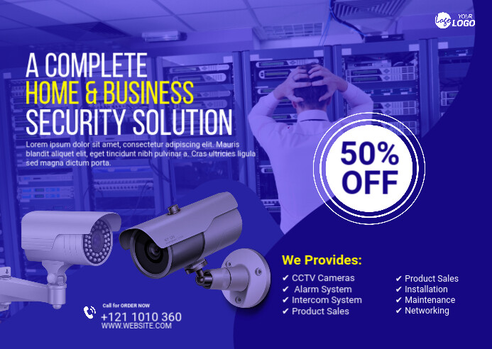 cctv Camera instragram post Postcard template