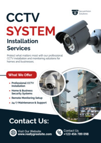 白色 CCTV Installation Services A2 Template