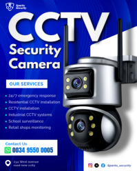 CCTV video security surveillance camera install services product business promotion flyer template Instagram Portrait