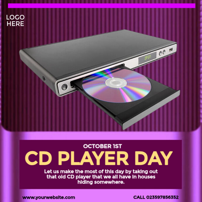 CD Player Day Instagram-opslag template