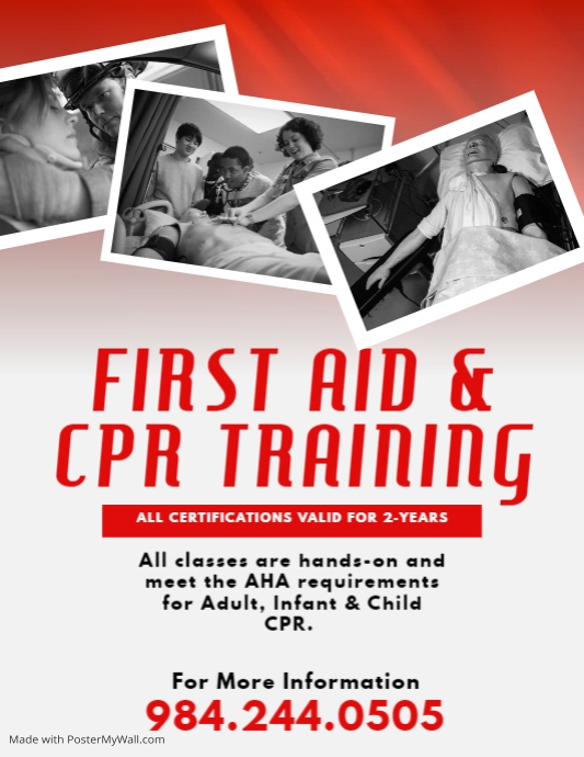First Aid & Cpr Training Flyer Template | PosterMyWall