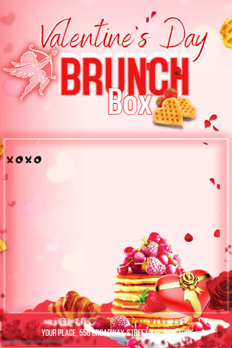 Valentine's Day Brunch Poster template