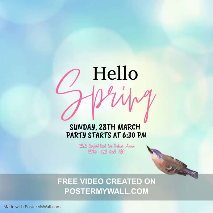 hello spring, spring, spring party | PosterMyWall