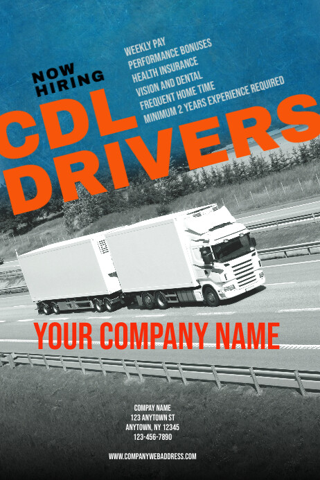 Copy of CDL Driver Hiring Poster Flyer Template | PosterMyWall