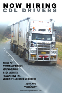 CDL Driver Hiring Poster Flyer Template | PosterMyWall