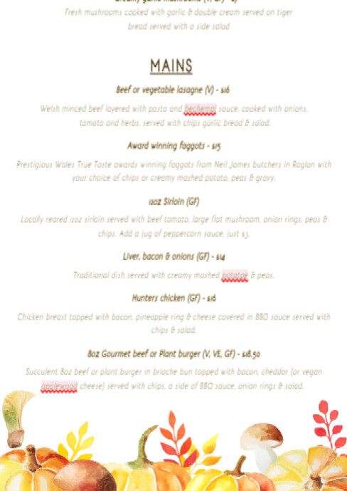 Fall October Menu Picture Copy of Autumn Menu A1 | PosterMyWall