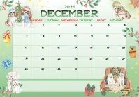 December Dogs Christmas 2025 Calendar A4 template