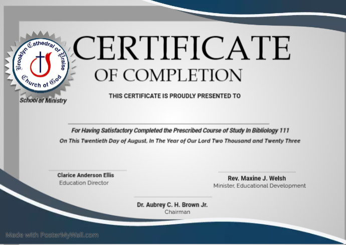 Certificate Of Completion A3 template