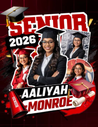 Celebrate Aaliyah Monroe's Graduation 2026 Løbeseddel (US Letter) template