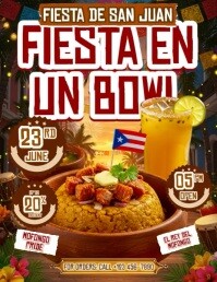 สีแดง Fiesta de San Juan Event Volantino Template