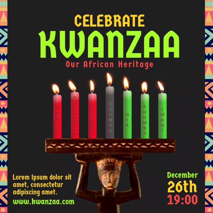Celebrate Kwanzaa Candle Video Template Postermywall