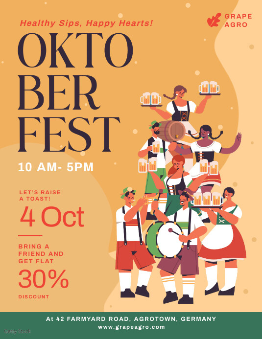 Celebrate Oktoberfest flyer template Pamflet (Letter AS)