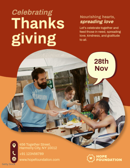 Celebrating thanksgiving flyer template Pamflet (VSA Brief)