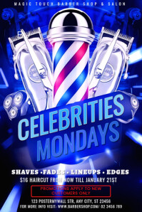 Blue Barber Shop Promotion Poster Template