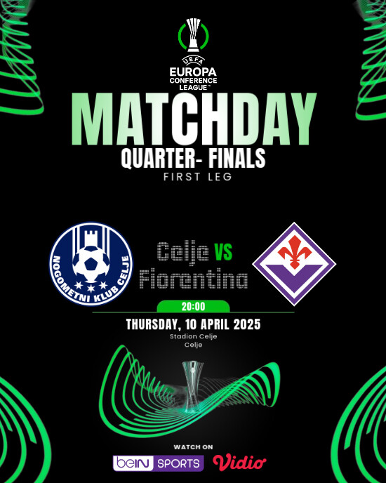 Celje VS Fiorentina UEFA CONFERENCE LEAGUE Instagram Portrait template