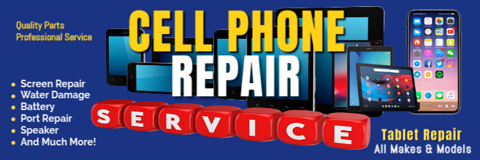 Cell Phone Repair Banner 2' × 6' template