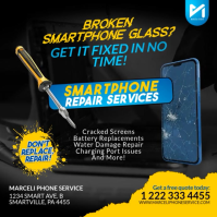 Professional Yellow and Black Smartphone Repair Services Square Video Template