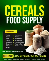 Cereals store grain mart millet maize wheat rice shop market advertisement flyer printable template Instagram Portrait