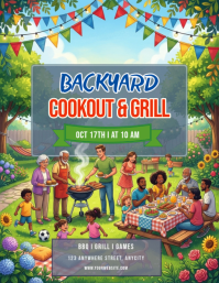Backyard Cookout Løbeseddel Template