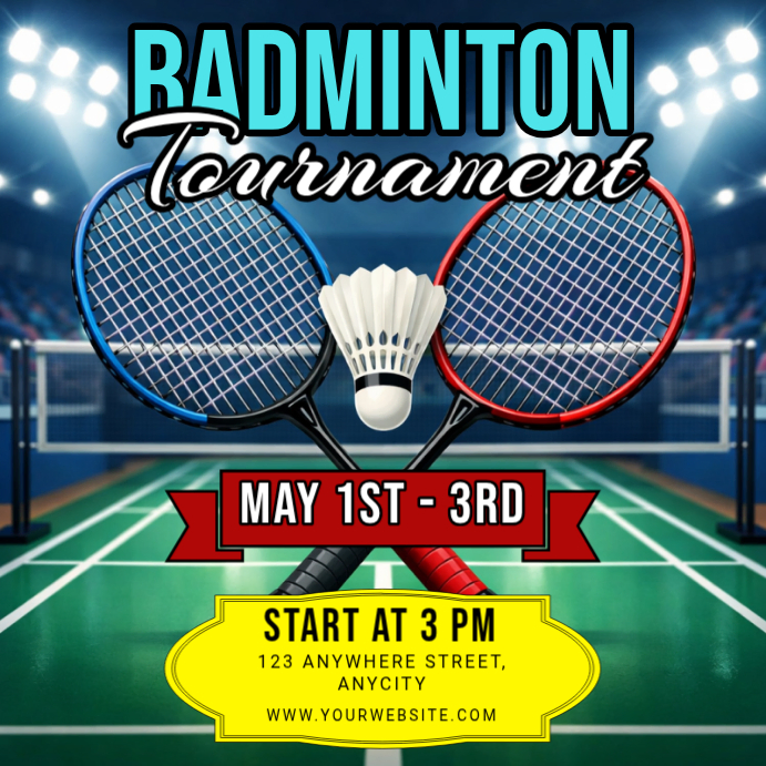 Ceria Badminton Tournament Pos Instagram Template | PosterMyWall