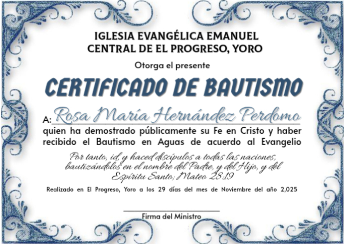 Certificado de Bautismo en Agua Azul Template | PosterMyWall