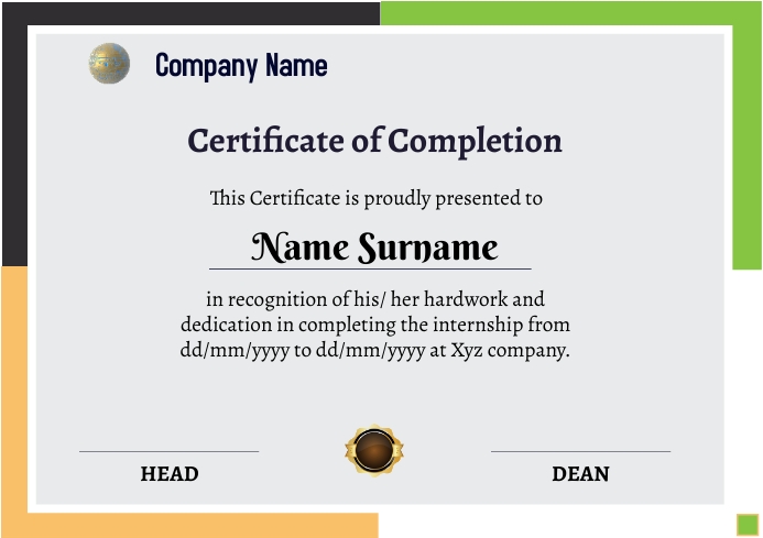 Certificate Completion 121 Template Postermywall