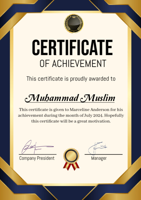 Certification Poster Example Certificate design posters Template | PosterMyWall
