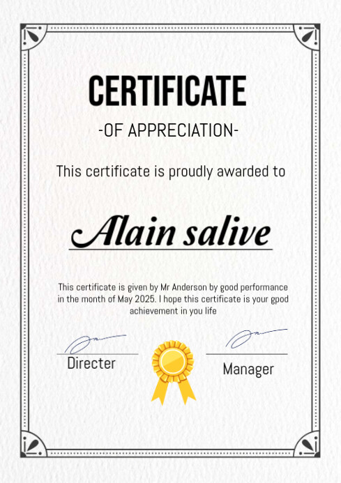 certificate A4 template