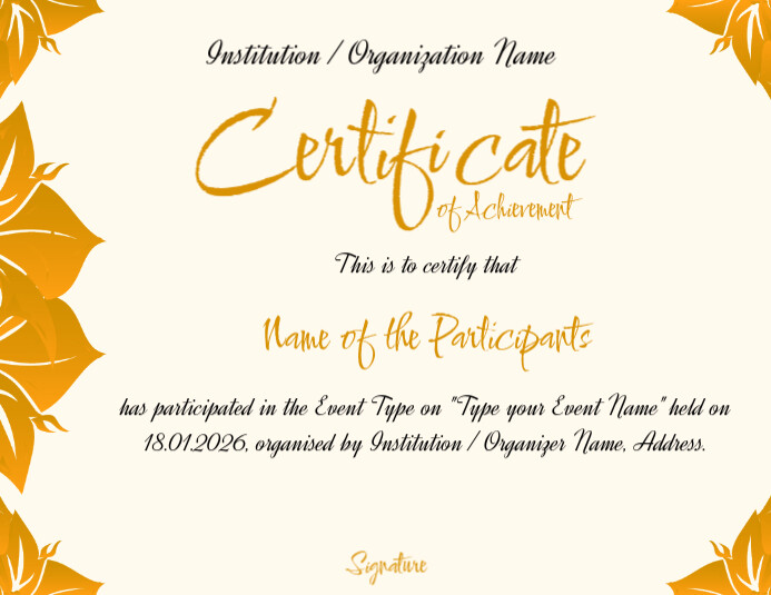 Certificate Folheto (US Letter) template
