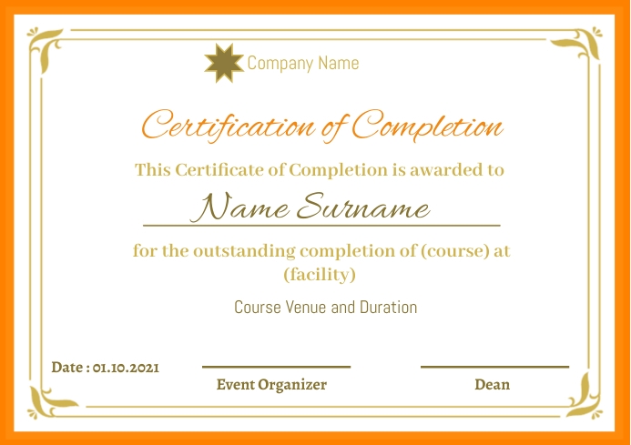 certificate A4 template
