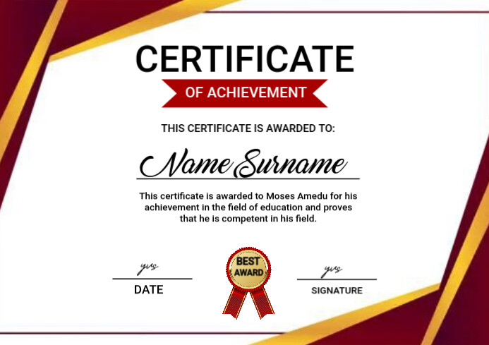 Certificate A3 template