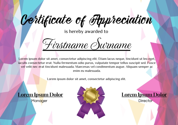 CERTIFICATE A4 template
