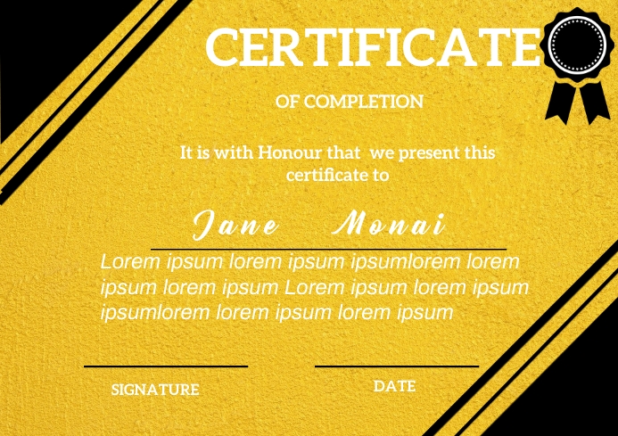 CERTIFICATE A4 template