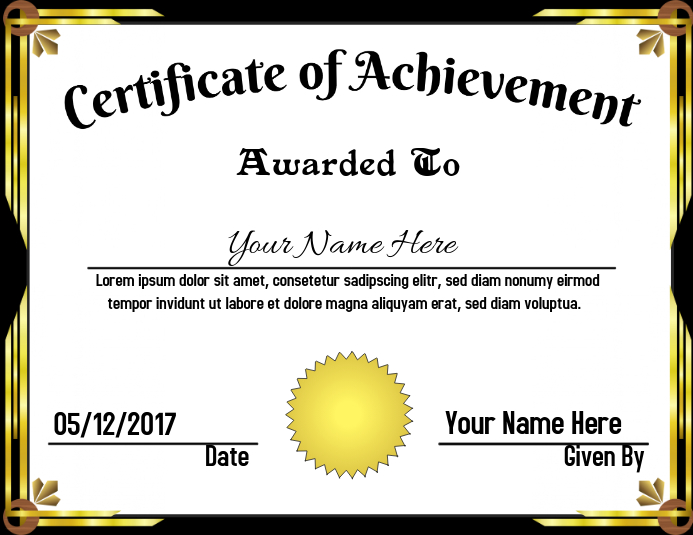 Certificate of Achievement 传单(美国信函) template