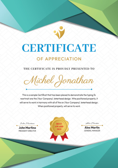 Certificate Of Achievement A4 Template | PosterMyWall