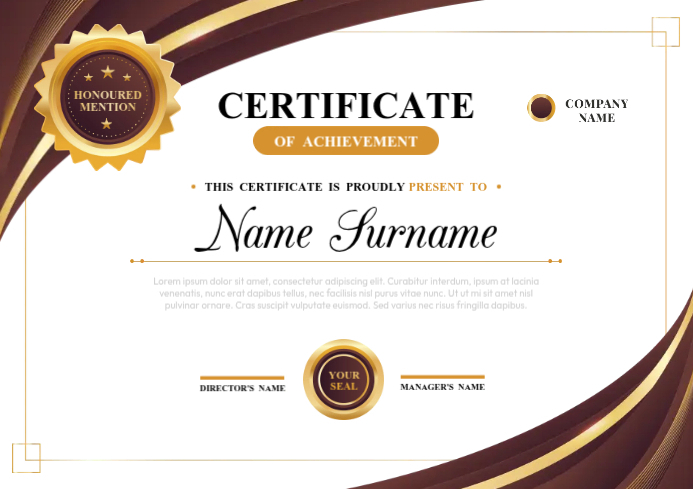 Certificate Of Achievement Ads Design Template | PosterMyWall