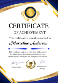 Certificate of achievement award template A4