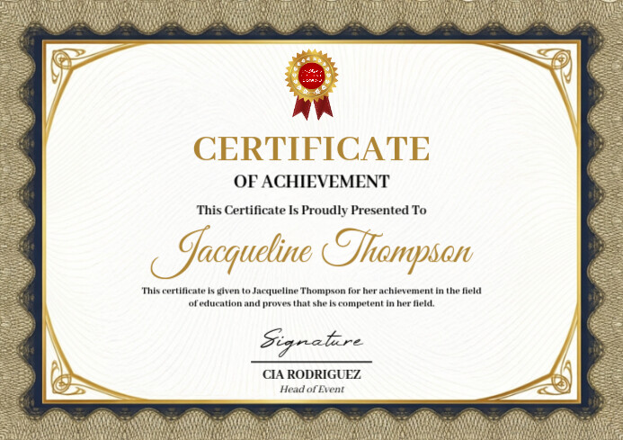Certificate of achievement A4 template
