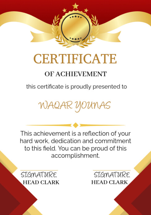 Certificate of achievement A4 template