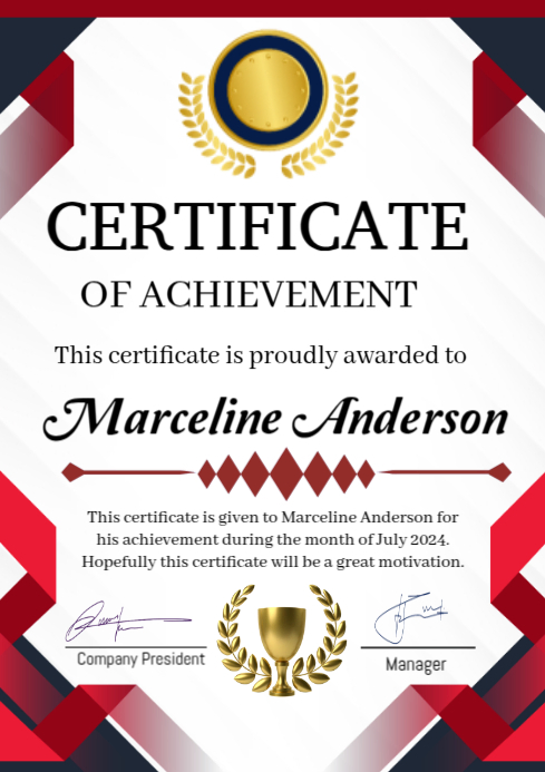 Certificate of Achievement A4 template