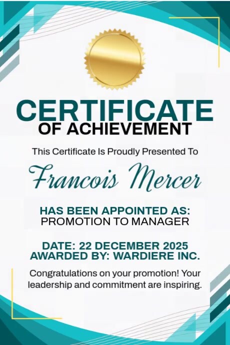 Certificate Of Achievement Плакат template