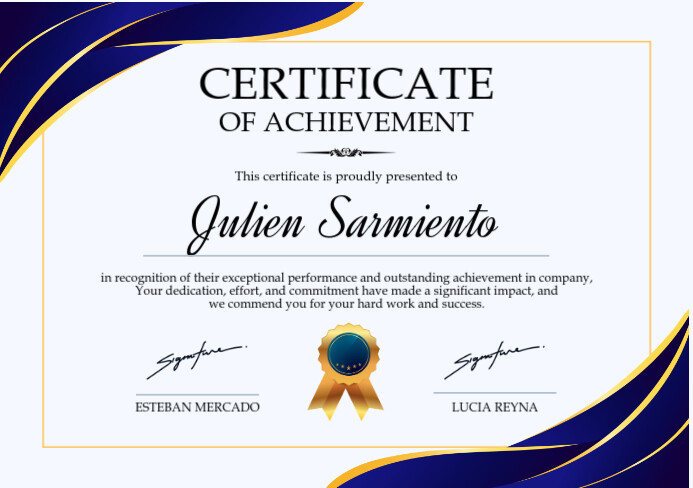 Certificate of Achievement Design Templates A5