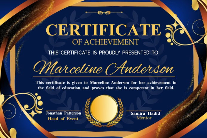 Certification Poster Example Certificate of Achievement Poster Template | PosterMyWall