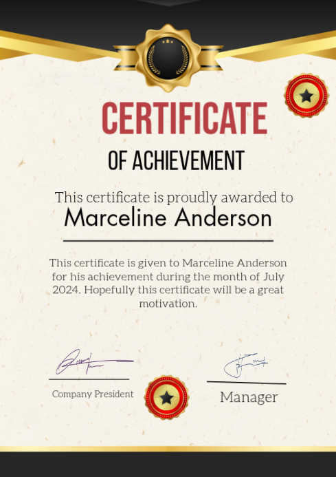 Certificate Of Achievement A4 Template | PosterMyWall