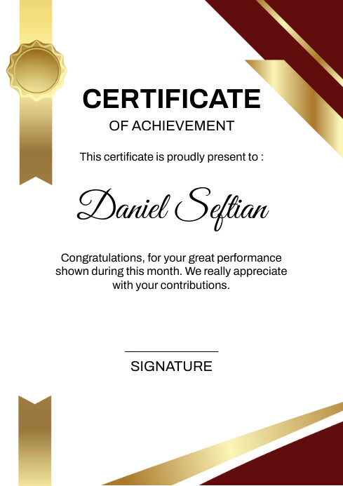 Certificate Of Achievement Template A4 | PosterMyWall