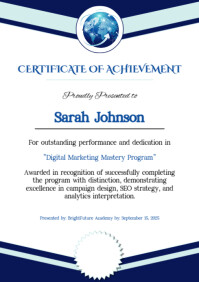 Certificate of Achievement Template A4