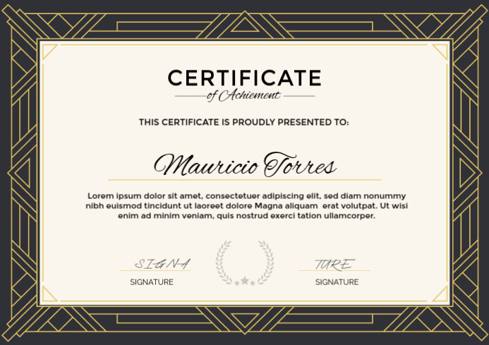 CERTIFICATE OF ACHIEVEMENT YELLOW AND BLACK A4 template