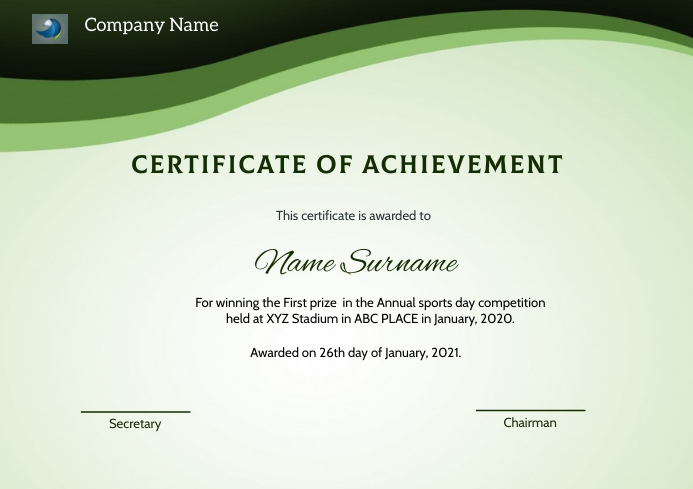 Certificate of achievement1335 Template | PosterMyWall