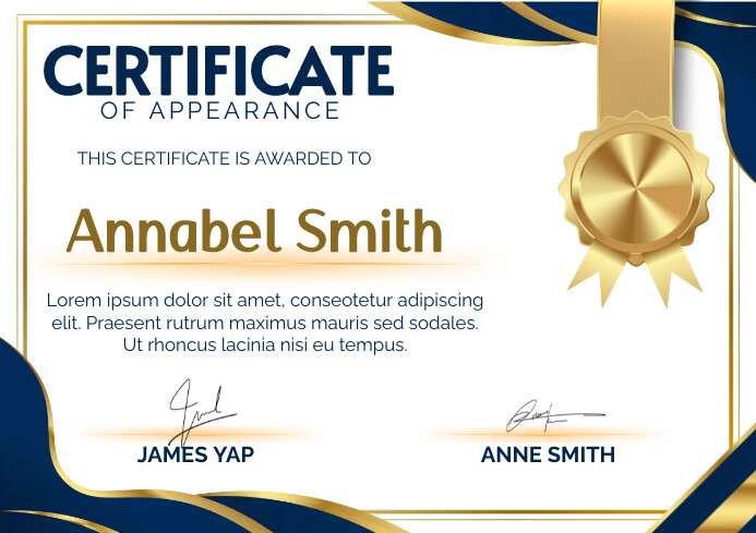 certificate of appearance certificate templat Template | PosterMyWall