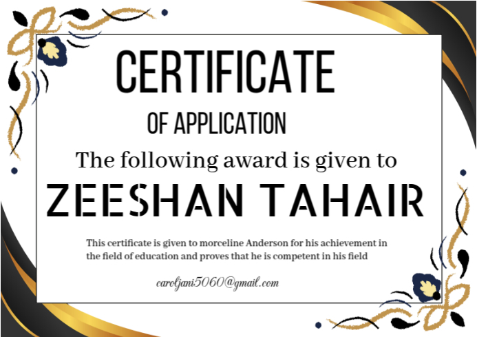 Certificate of application award template | PosterMyWall